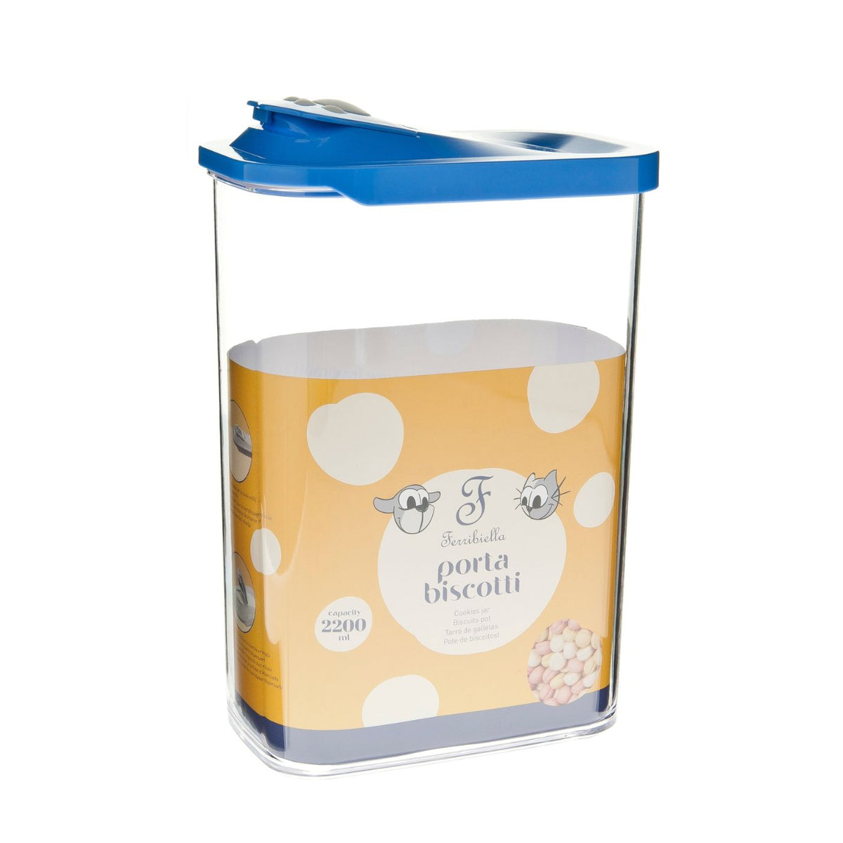 Ferribiella Barattolo Porta Biscotti Crocchette Blu in Plastica