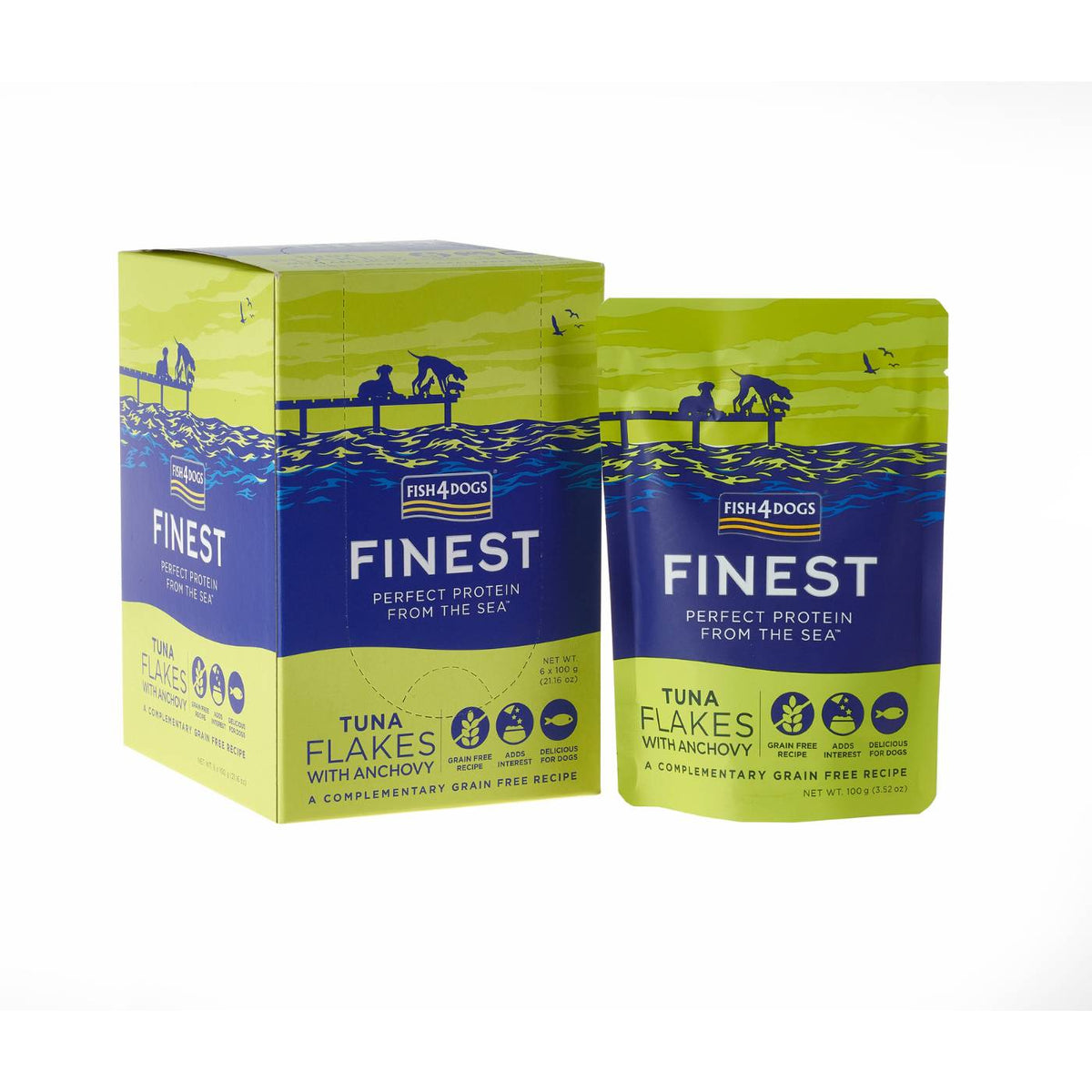 Fish4Dogs Finest Umido per Cani Fiocchi di Tonno e Acciughe 100 g