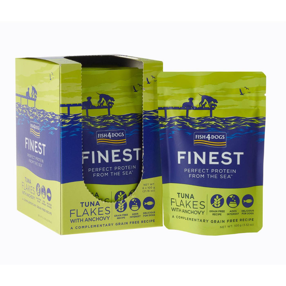 Fish4Dogs Finest Umido per Cani Fiocchi di Tonno e Acciughe 100 g