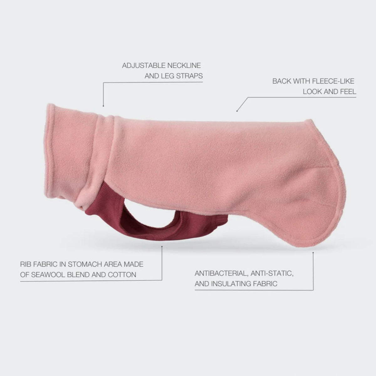 Paikka Maglia per Cani Ecologica in Seawool Rosa