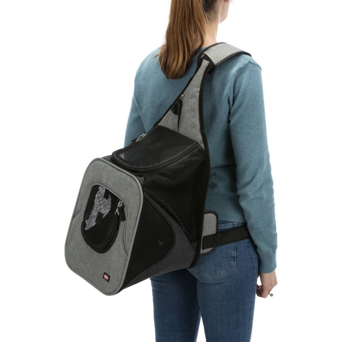 Trixie Borsa Frontale Tracolla per Cani Max 10 Kg di Peso Savina Nero/Grigio