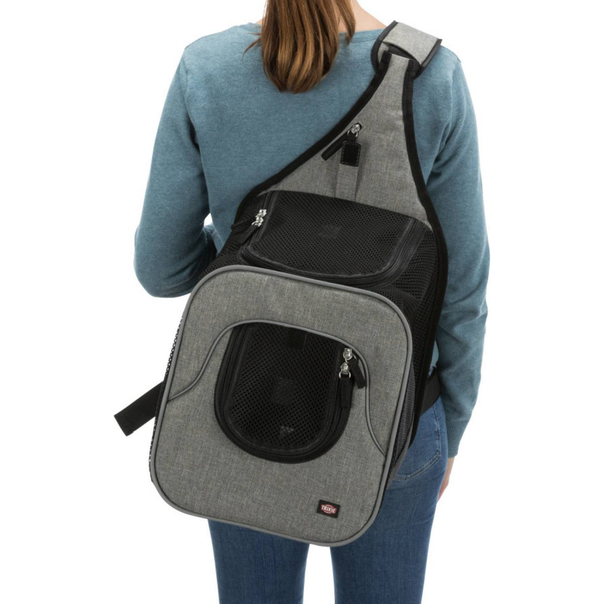 Trixie Borsa Frontale Tracolla per Cani Max 10 Kg di Peso Savina Nero/Grigio