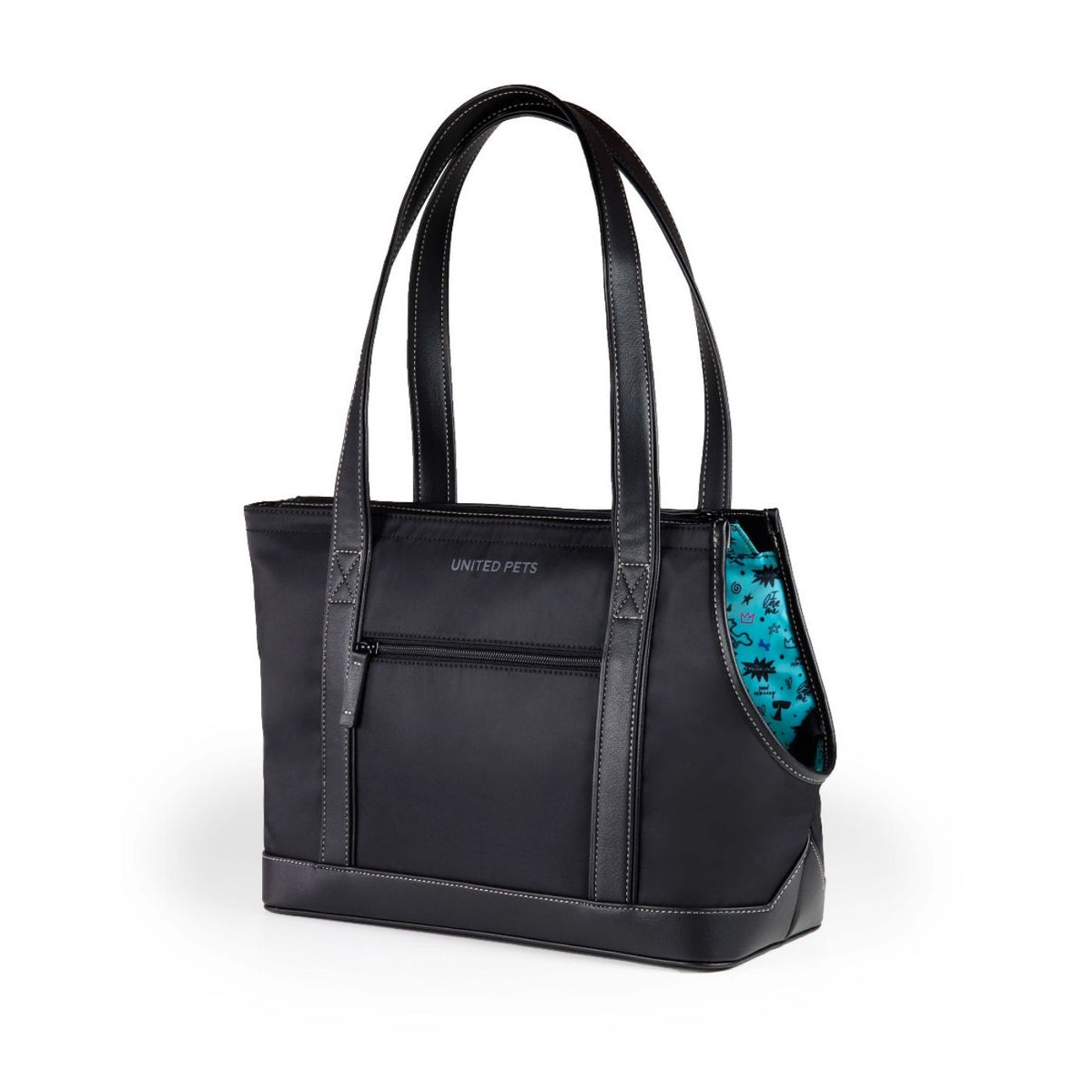 United Pets Borsa Trasportino per Cani UP Bag Nera con Fodera Azzurra