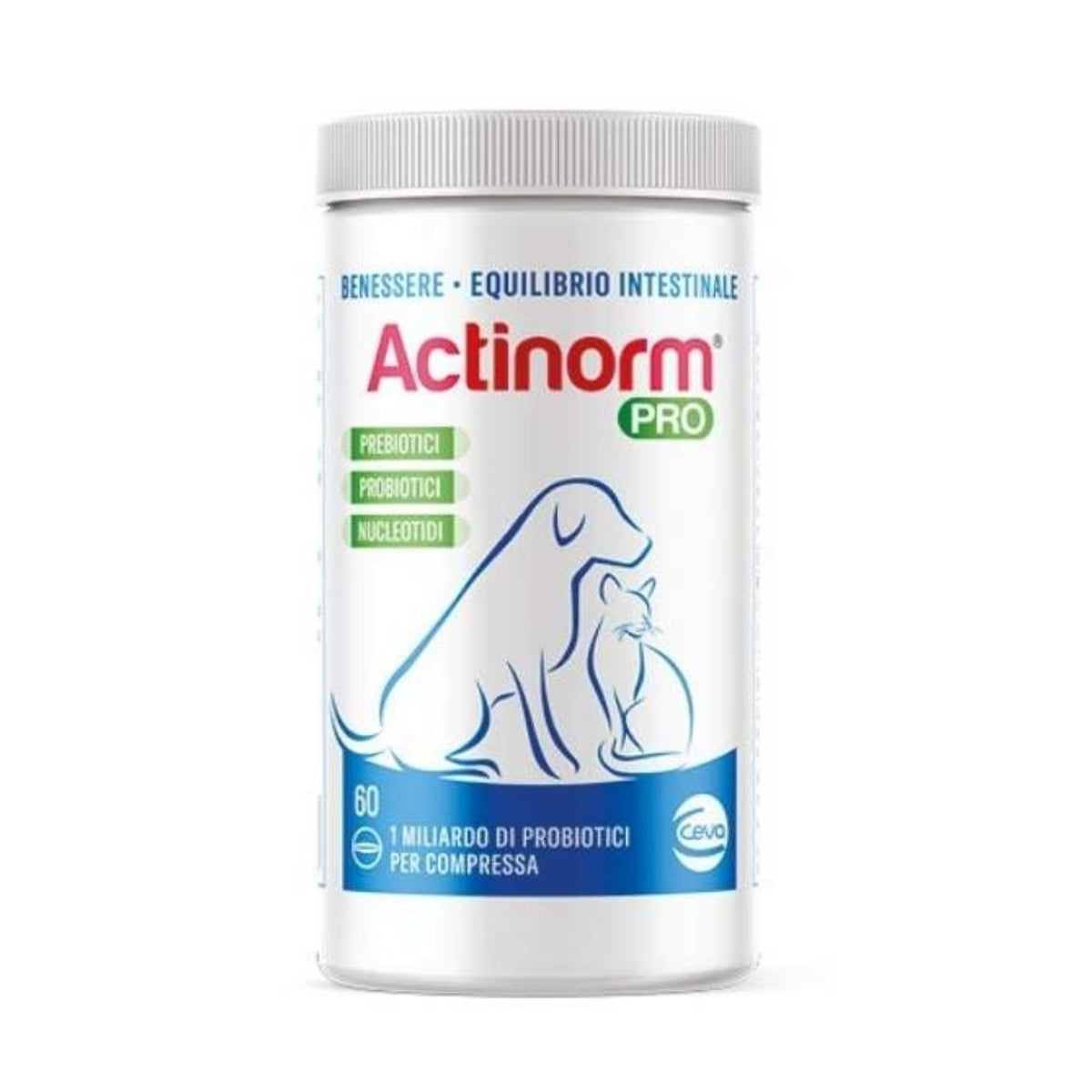 Ceva Actinorm Pro per Cani e Gatti 60 Compresse per Benessere ed Equilibrio Intestinale